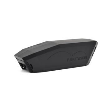 Dreiviertelansicht des Bosch Powerpack 360 Performance/Active Rahmen E-Bike Vision Fahrradakkus. Der Akku ist deutlich zu sehen.