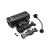 Schräger Bosch PowerMore 250 Range Extender mit Befestigungssystem und losem 150-mm-Kabel