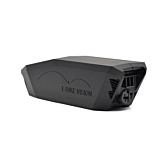 Dreiviertelansicht des Bosch Powerpack 360 Performance/Active Rahmen E-Bike Vision Fahrradakkus von vorne. Die Seite des Akkus und der Fahrradanschluss sind sichtbar.