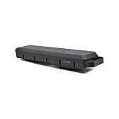 Deutliches Foto des Bosch Powerpack 540 Performance/Active Gepäckträger E-Bike Vision Fahrradakkus. Das Foto ist eine Dreiviertelansicht, die Batterieanzeige und der Griff sind gut zu sehen.