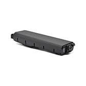 Dreiviertelansicht von vorne des Bosch Powerpack 540 Performance/Active Gepäckträger E-Bike Vision Fahrradakkus. Der Fahrradanschluss ist sichtbar.