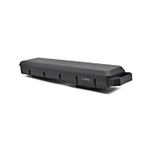 Deutliches Foto des Bosch Powerpack 700 Performance/Active Gepäckträger E-Bike Vision. Der gesamte Akku ist gut sichtbar und das Foto ist aus einem Dreiviertelwinkel aufgenommen.