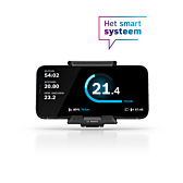 Vorderansicht des Bosch SmartphoneGrip mit Telefon. Hier werden verschiedene Fahrdaten angezeigt, wie z. B.: Geschwindigkeit, Entfernung und Fahrzeit.