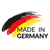 made in germany mit einer deutschen Flagge im Hintergrund