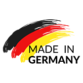 made in germany mit deutscher Flagge im Hintergrund