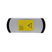 Draufsicht der Phylion XH370-13J Wall-E 37V 14Ah (2-polig). Das Warnetikett an der Oberseite der Phylion-Batterie ist gut sichtbar.