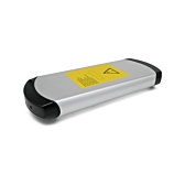 Klares Bild der kompletten Phylion-Batterie. Diese Phylion XH370-13J Wall-E 37V 14Ah (2-polig) ist aus einem Dreiviertelwinkel aufgenommen, wodurch die Oberseite und die Seite der Batterie sichtbar sind.