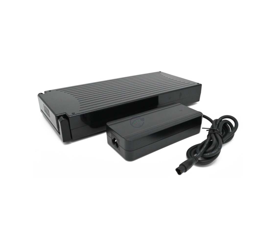 Batterie de vélo 13,6 Ah compatible Sparta E-motion C1/C2/C3 / Batavus (noir) Incl. chargeur du côté où le chargeur et la batterie sont visibles
