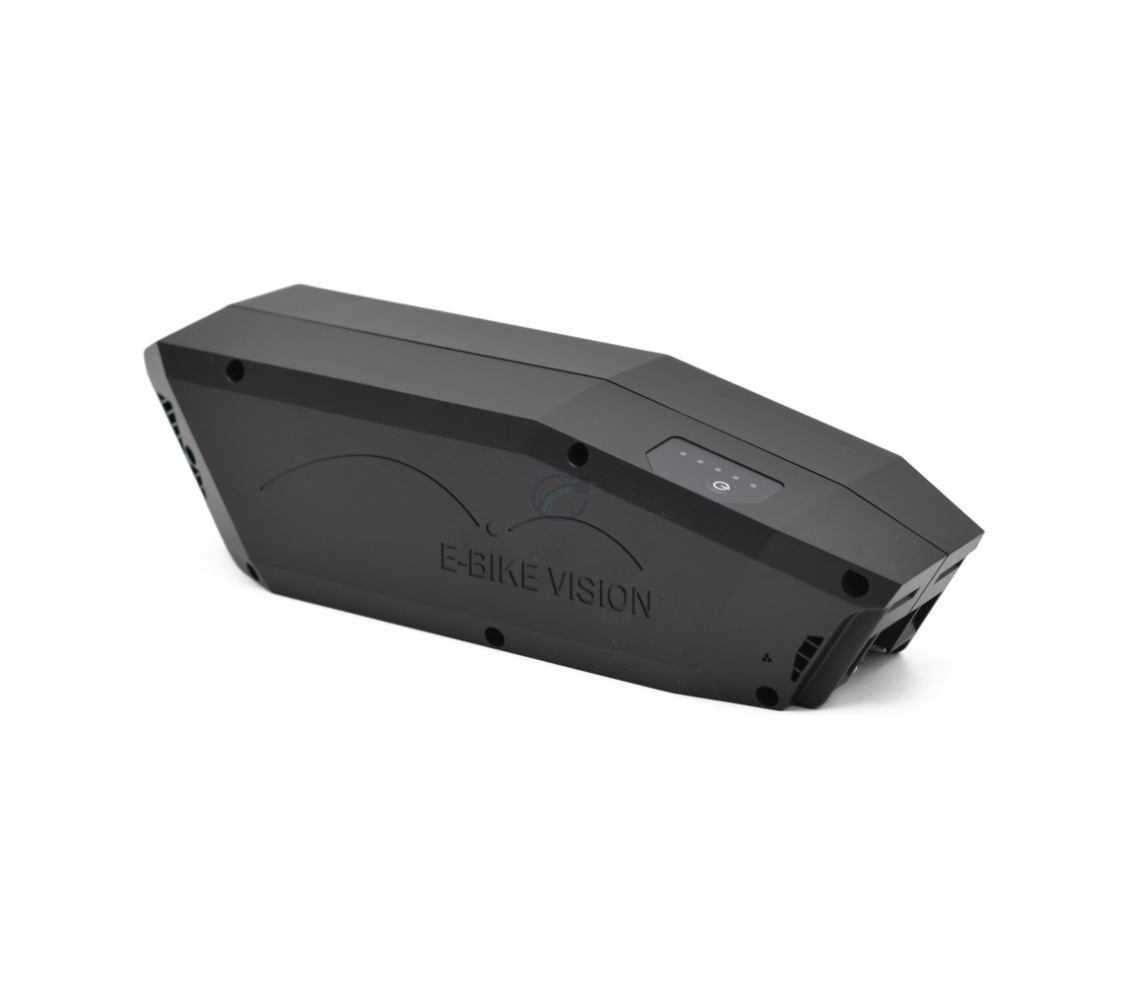 Schräge Seitenansicht des Bosch Powerpack 360 Performance/Active Rahmen E-Bike Vision Fahrradakkus.