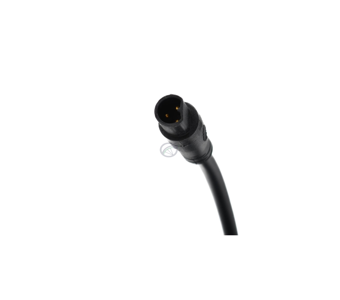 Hier zie je een afbeelding van de kabel van de fiets acculader Sparta E-motion 29.4V 2.5A (3-polig). Deze afbeelding is een close-up van de bijbehorende 3 pin kabel.