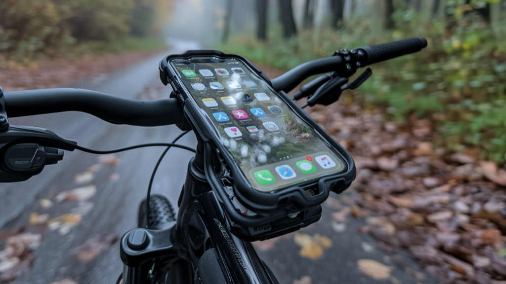 Das Bild zeigt den Fahrradcomputer Bosch Nyon Navigation im Einsatz, während er am Fahrrad montiert ist.